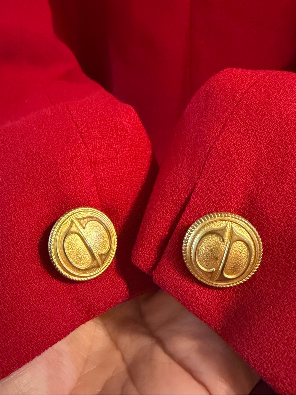 Vintage Christian Dior The Suit Red 100% Wool Double Breasted Blazer - Picture 3 of 9